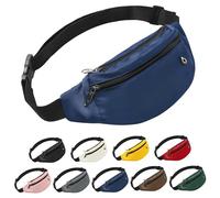 Frenou Waist Belt Bag Fashion Fanny Women and Men Gift Waist Pack With Adjustable Strap For Travel Running Hiking Walking, Blue, 118 centimeters, 4-zipper Waist Pack