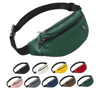Frenou Fanny Pack Waist Belt Bag Fashion Fanny Women and Men Gift Waist Pack With Adjustable Strap For Travel Running, Green, [APPROXIMATE: Medium or Large], 4-zipper Waist Pack
