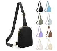 FRENOU Fashion Belt Bag Waist Pack Sling Waist Bag Sling Chest Waist Pack with Ajustable Strap, Black, Parallel Zipper