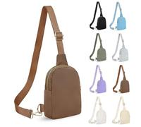 FRENOU Fashion Belt Bag Waist Pack Sling Waist Bag Sling Chest Waist Pack with Ajustable Strap, Brown, Parallel Zipper