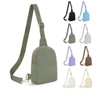 FRENOU Fashion Belt Bag Waist Pack Sling Waist Bag Sling Chest Waist Pack with Ajustable Strap, Khaki Green, Parallel Zipper
