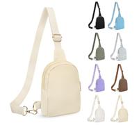 FRENOU Fashion Belt Bag Waist Pack Sling Waist Bag Sling Chest Waist Pack with Ajustable Strap, Khaki, Parallel Zipper