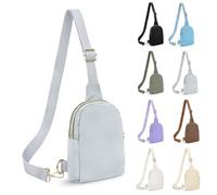 FRENOU Fashion Belt Bag Waist Pack Sling Waist Bag Sling Chest Waist Pack with Ajustable Strap, Light Grey, Parallel Zipper