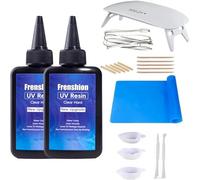 Frenshion UV Lamp+200g Upgrade Formula Low Viscosity Hard UV Resin+ Mat+Tool, UV Resin Starter Kit for Jewelry Earrings Necklace Bracelet Making, Casting, Coating and DIY