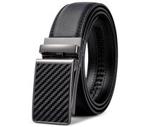 Frentree Men's Automatic Leather Belt with Ratchet, 35 mm Genuine Leather Strap without Holes with Automatic Buckle, Leather Belt Can be Shortened, black, 150cm (Hüftumfang 112cm - 132cm)
