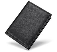 Frentree Men's Nappa Leather Wallet with RFID Protection, 13 Compartments, Portrait Format, Black