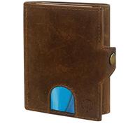 Frentree Slim Wallet with RFID Protection - Genuine Leather Wallet - Mini Wallet with Coin Compartment - Brown Suede, Minimalist