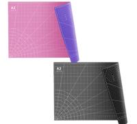 FrenzyBird 2 pcs 23" x 17" Large Self Healing PVC Cutting Mat, Double Sided, Gridded Rotary Cutting Board for Craft, Quilting, Fabric, Scrapbooking，Sewing（A2-Pink or Purple and Black or Gray）