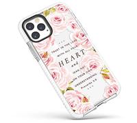 Frepstudio Cute Case Compatible for iPhone 15 Pro Max Bible Verses for Girls Women,Pink Rose Floral Inspirational Christian Quotes Proverbs 3:5 Soft Protective Case Compatible with iPhone 15 Pro Max