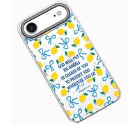 Frepstudio for iPhone 17 Case,Girls Women Bible Verse Summer Lemon Bow Flowers Inspirational Scripture Quotes Psalms 91:11 Protective Case Compatible for iPhone 17