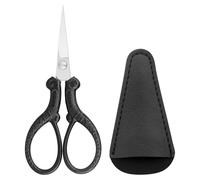 Frepxzlk Embroidery Scissors,Stainless Steel Craft Scissors for Sewing, Needlework, Thread Cutting, Crafts with Leather Protective Cover (Black)