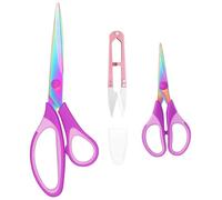 Frepxzlk Fabric Scissors with Titanium Sharp Stainless Steel Blades and Soft-Grip Handles, Suitable for Sewing, Cutting Fabric Leather and Home Office Artist. 3-Piece Set (Purple Titanium 3)