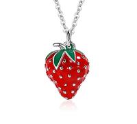 FRER Silver Necklaces For Women,Novel Necklace For Women S925 Sterling Silver Cute Red Strawberry Pendant Necklace Dainty Trendy Choker Necklace Chain Bohemia Jewelry For Her Girls Couples