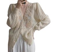 FRER Summer Cardigans For Women Uk, Women'S Elegant Open Front Cardigan Pearl Embellished Knitted Cardigan Boho Summer Cardigans Casual Kimono Blouse Shrugs For Weddings Bolero For Dress,One Size