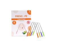 Frescape Tongue Scraper 304 Stainless Steel Dental Hygiene Tool, Multi-Color Handles, For Fresh Breath and Bacteria Removal,Pack of 4