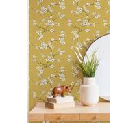 Fresco Apple Blossom Tree Floral Wallpaper In Yellow Yellow One Size