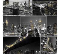 Fresco City At Night Black Smooth Wallpaper