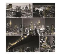 Fresco City at Night Black/White Cityscape | Black Novelty Wallcovering | Eco-Friendly Wallpaper