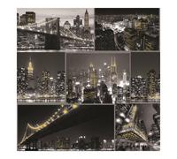 Fresco City at Night Black/White Cityscape | Black Novelty Wallcovering | Eco-Friendly Wallpaper