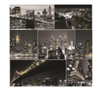 Fresco City at Night Black/White Cityscape Yellow Highlighted Paste the Paper