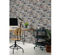 Fresco Distressed Brick Navy and Red Wallpaper
