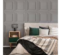 Fresco Grey Wood Panelling Wallpaper | Square Panelled Wallcovering | Eco-Friendly Wallpaper