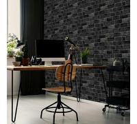Fresco House Brick Wallpaper - Charcoal - 10m