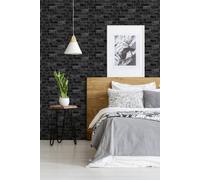 Fresco House Industrial Brick Effect Charcoal Wallpaper