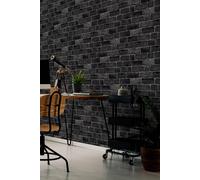 Fresco Industrial Distressed Brick Wallpaper In Black Black One Size