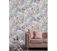 Fresco Inky Tropical Leaf Indigo and Ochre Wallpaper