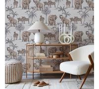 Fresco Kenya Safari Rose Gold Animal Wallpaper In Beige Beige