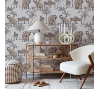 Fresco Kenya Safari Rose Gold Animal Wallpaper In Beige Beige