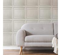 Fresco Neutral Wood Panelling Wallpaper | Neutral Panelled Wallcovering | Eco-Friendly Wallpaper