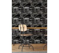 Fresco City at Night Black/White Cityscape | Black Novelty Wallcovering | Eco-Friendly Wallpaper