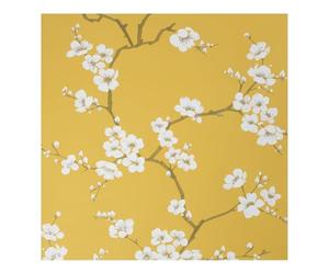 Fresco Ochre Apple Blossom Floral Wallpaper | Ochre Floral Wallcovering | Eco-Friendly Wallpaper