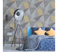 Fresco Shard Grey Ochre Wallpaper (WAS 13.99)