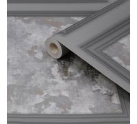 Fresco Urban Textured Panel Grey Wallpaper