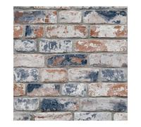 Fresco Distressed Brick Navy and Red Wallpaper