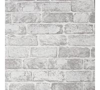 Fresco White/Grey House Industrial Brick Wallpaper - Paste the Paper application - Industrial Brick Design - White & Grey Wallpaper - Textured design - suitable for any room - Feature or 4 wall design