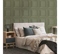 Fresco Wood Panel Sage Green Wallpaper | Green Panelled Wallcovering | Eco-Friendly Wallpaper