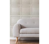 Fresco Neutral Wood Panelling Wallpaper | Neutral Panelled Wallcovering | Eco-Friendly Wallpaper