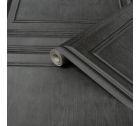 Fresco Wood Panelling Grey Smooth Wallpaper Sample