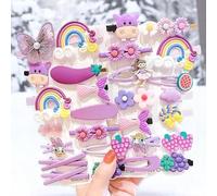 Frescorr 14-Pcs Girls' Hair Pins/Adorable Baby toddler Hair Clips Featuring Cute Fruit & Cartoon Rainbow Flower Animal Designs - Stylish Hair Accessories for Kids & Women (PURPLE)