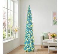 Fresh 5FT Spring Tree with Yellow Butterfly Accents - 1.5M Green Pop-Up Tree with Pre-Installed 5M Colourful LED Lights for Easter & Home Styling