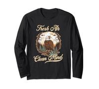 Fresh Air Clean Mind Wilderness Hiking Camping Nature Eagle Long Sleeve T-Shirt