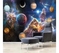 Fresh and Beautiful Vast Universe Earth Planets 3D Wallpaper Silky Texture Home Study Office Grey Dining Room Sofa Bedroom Living Room TV Backdrop-200cm×140cm