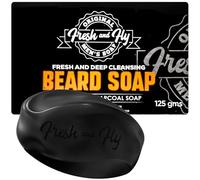 Fresh and Fly Charcoal Beard Soap - Deep Cleansing with Tea Tree, Coconut & Aloe Vera for a Healthy, Soft Beard, 100% Organic, TFM 76% (Citrus)