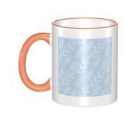 Fresh And Simple Leaves Dual-Sided Edge-Color Ceramic Mug - Premium Handcrafted Ceramic Coffee Mug With Vibrant Full-Edge Printed Design, Smooth Rim & Ergonomic Arc Handle For Home, Office & Gifting