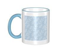 Fresh And Simple Leaves Dual-Sided Edge-Color Ceramic Mug - Premium Handcrafted Ceramic Coffee Mug With Vibrant Full-Edge Printed Design, Smooth Rim & Ergonomic Arc Handle For Home, Office & Gifting