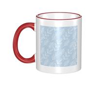 Fresh And Simple Leaves Dual-Sided Edge-Color Ceramic Mug - Premium Handcrafted Ceramic Coffee Mug With Vibrant Full-Edge Printed Design, Smooth Rim & Ergonomic Arc Handle For Home, Office & Gifting